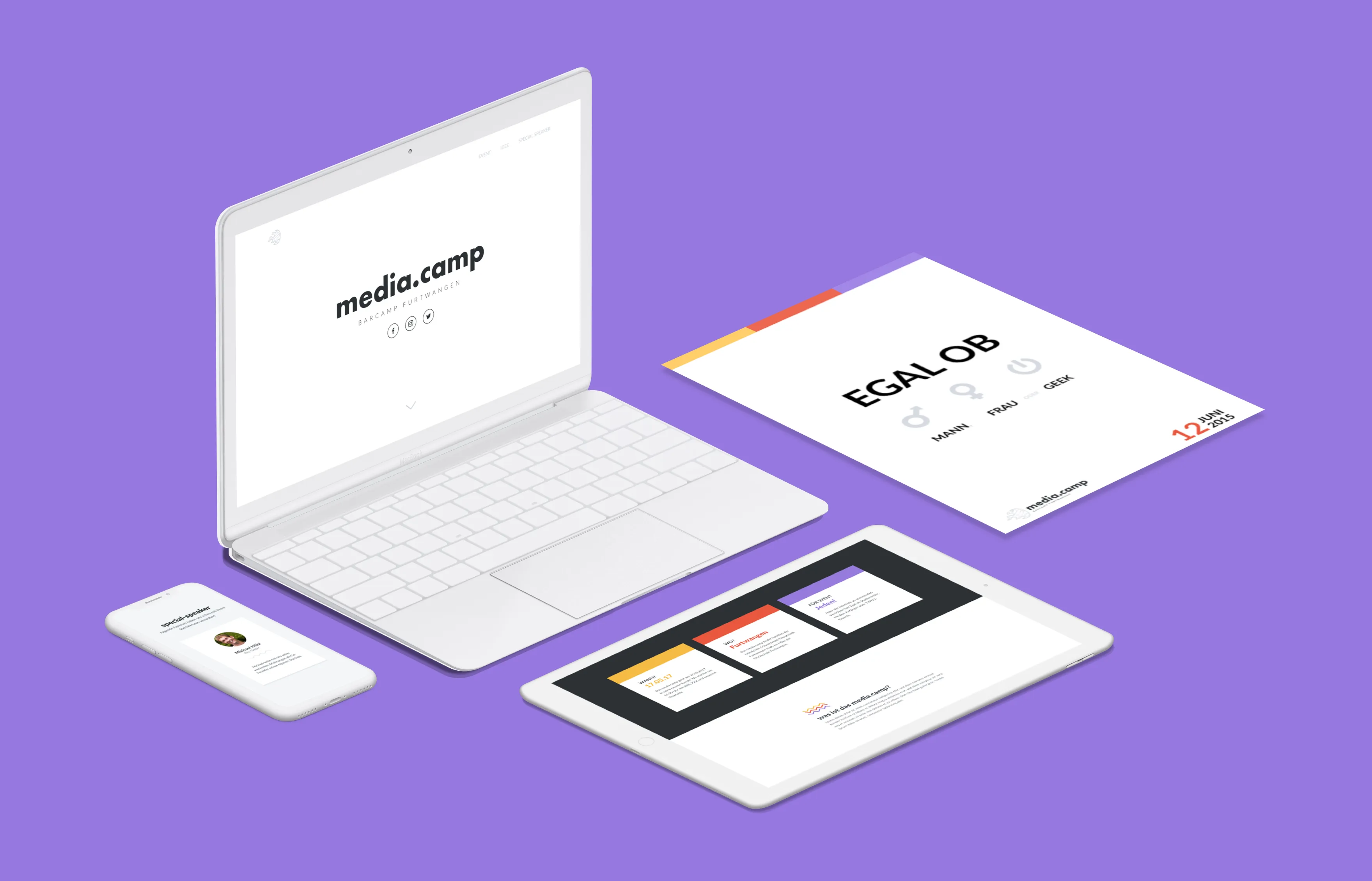 Mockups of the media.camp website